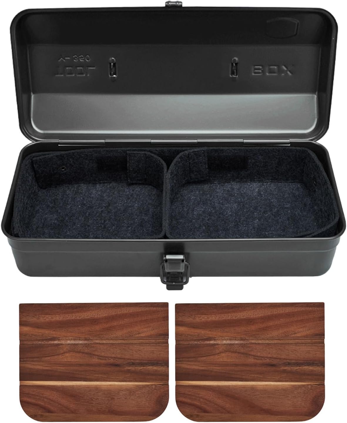  Boîte De Rangement En Métal Pour Outils De Camping - Convient Pour Le Camping - Avec Séparateurs Doublés En Feutre - Utilisation Intérieure Et Extérieure