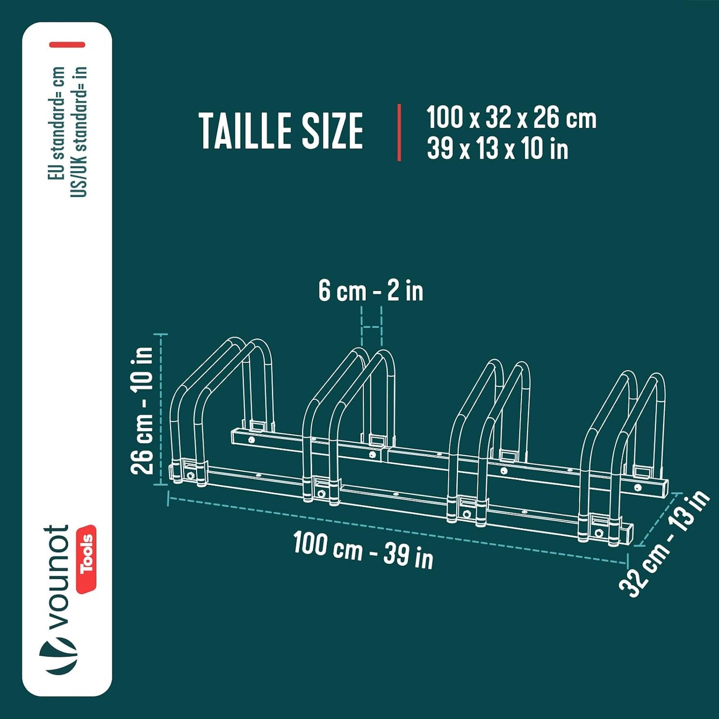 Vounot® Râtelier Vélo 4 Vélos Range Vélo Système Range Vélo Rangement Pour Vélo Support Pour Bicyclette Sol Ou Mural En Acier Revêtu Support De Rangement Vélo Jardin Ou Garage Râtelier Familial