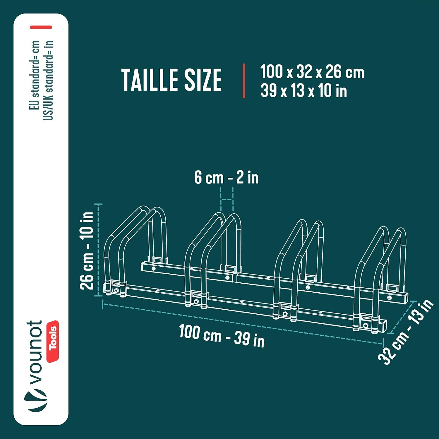 Vounot® Râtelier Vélo 4 Vélos Range Vélo Système Range Vélo Rangement Pour Vélo Support Pour Bicyclette Sol Ou Mural En Acier Revêtu Support De Rangement Vélo Jardin Ou Garage Râtelier Familial