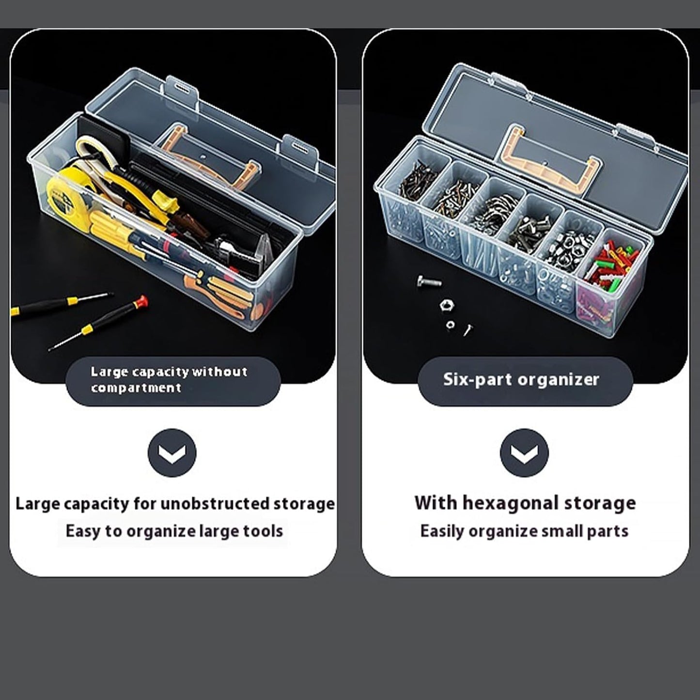 Boîte à Outils Haute Performance Avec Séparateurs Amovibles, Vis Portantes Transparentes, étui De Rangement Pour Atelier, Garage, Maison, étui à Outils Portable En Plastique