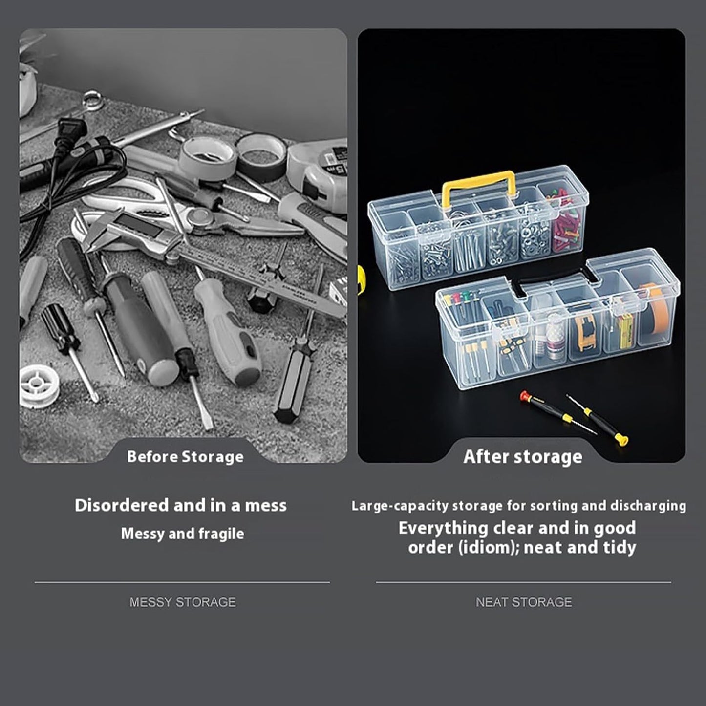  Boîte De Rangement à Outils Multifonction Avec Compartiment Amovible, étui Compact Et Portable Pour La Maison, Le Garage, La Voiture, La Maison