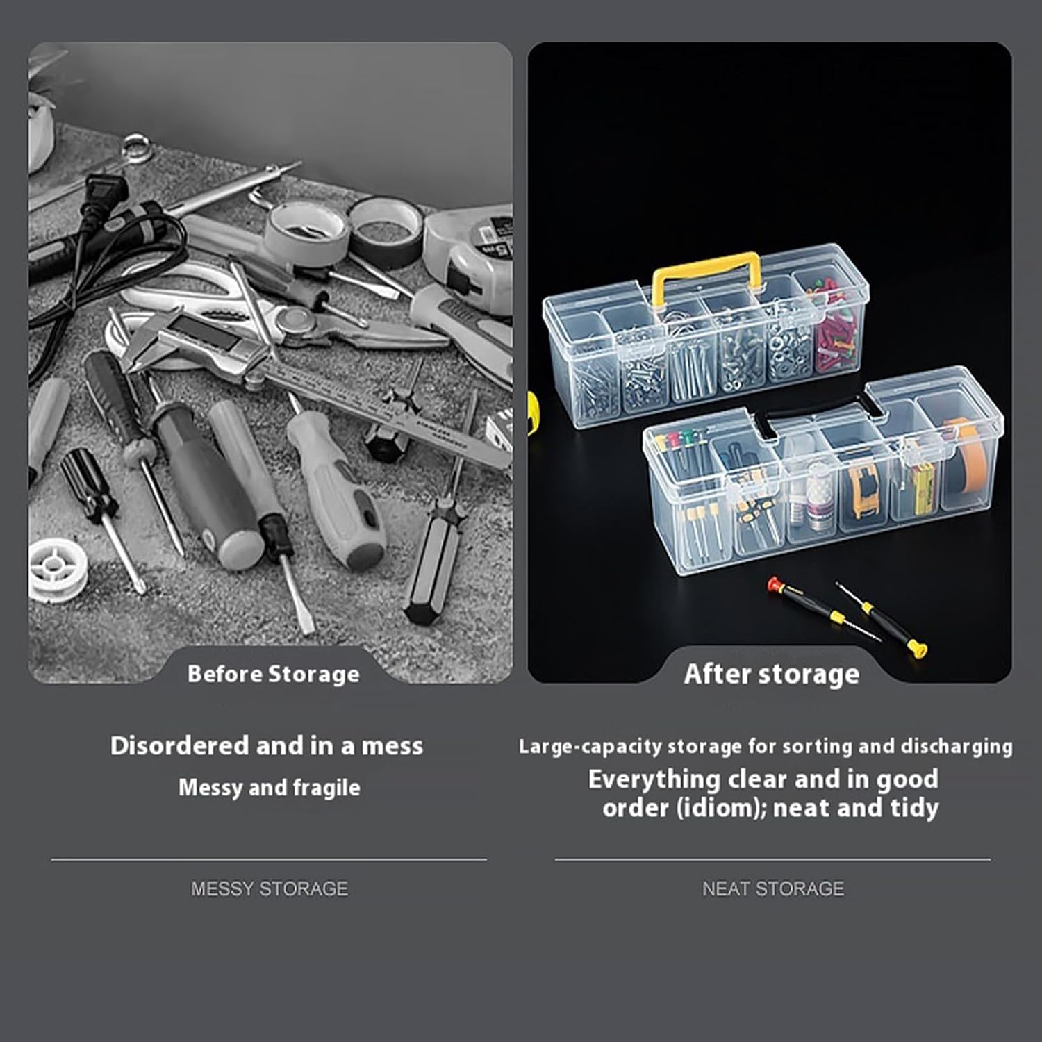  Boîte à Outils Haute Performance Avec Séparateurs Amovibles, Vis Portantes Transparentes, étui De Rangement Pour Atelier, Garage, Maison, étui à Outils Portable En Plastique
