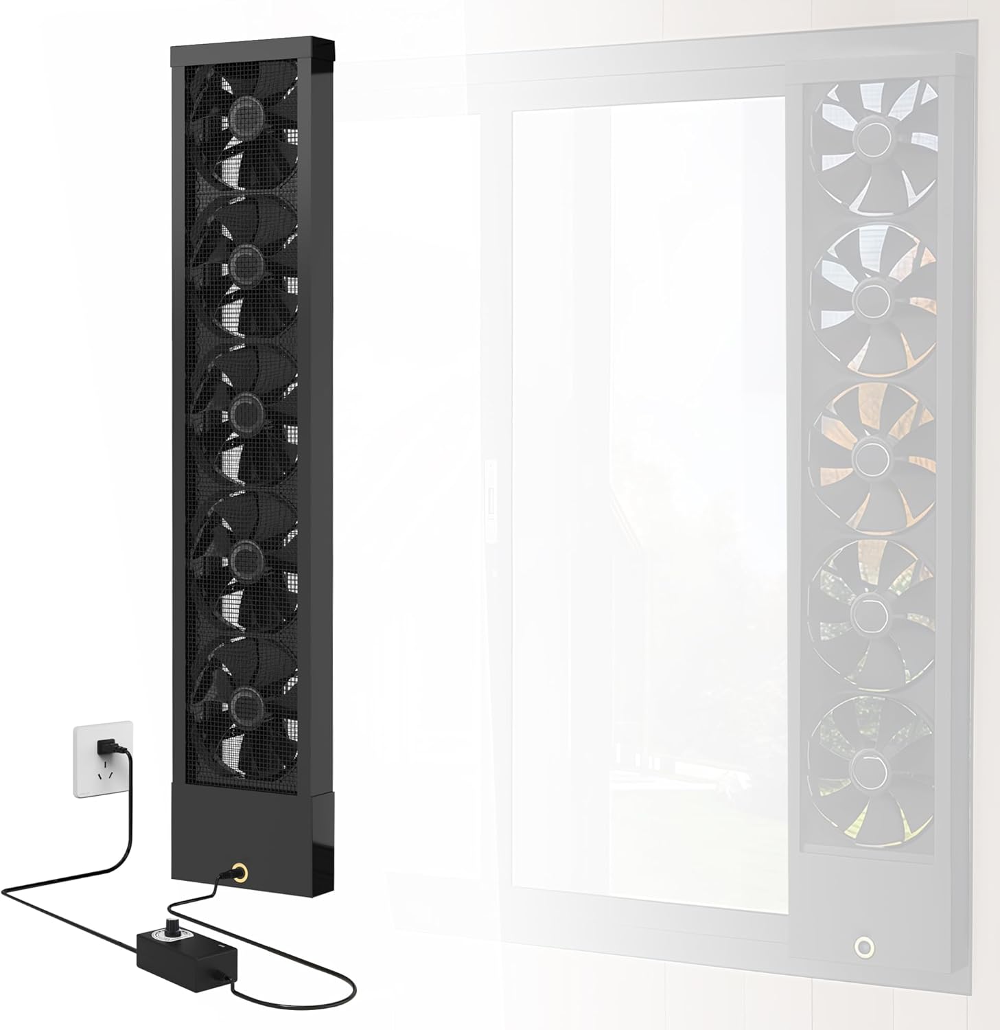  Ventilateur D'échappement Vertical De 75 à 80 Cm Pour Fenêtres Coulissantes – Se Fixe Fermement Aux Cadres Supérieurs Et Inférieurs De La Fenêtre, Installation Sans Outil Avec Vitesses Variables Pour