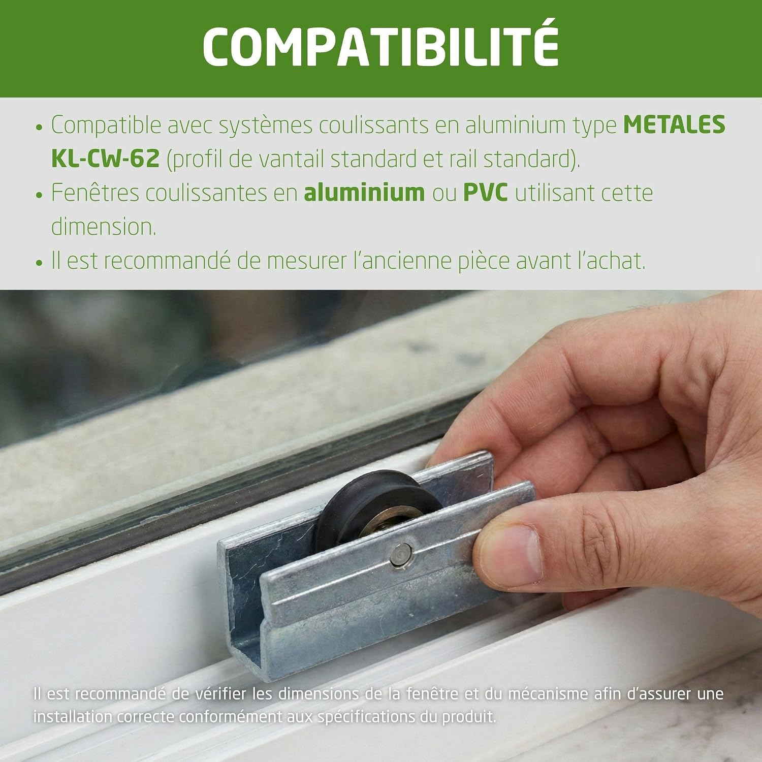  Amig - Roulement Fenêtre Coulissante | Lot De 2 Unités | Taille 39 X 16 Mm | Boîtier Métallique Et Roulement à Billes | Conçu Pour Les Fenêtres Coulissantes | Aluminium