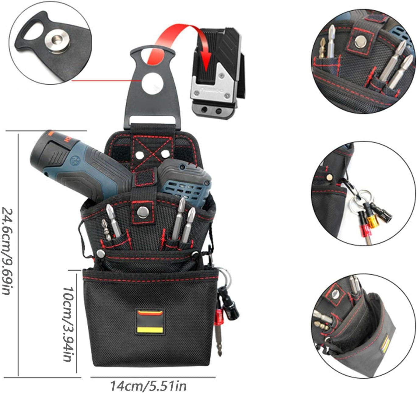  Pochette Ceinture Outils Électricien,Sac Organisateur De Travail Utilitaire Magnétique | Étanche Et Résistante Porte Perceuse Et Vis Outdoor Chantier