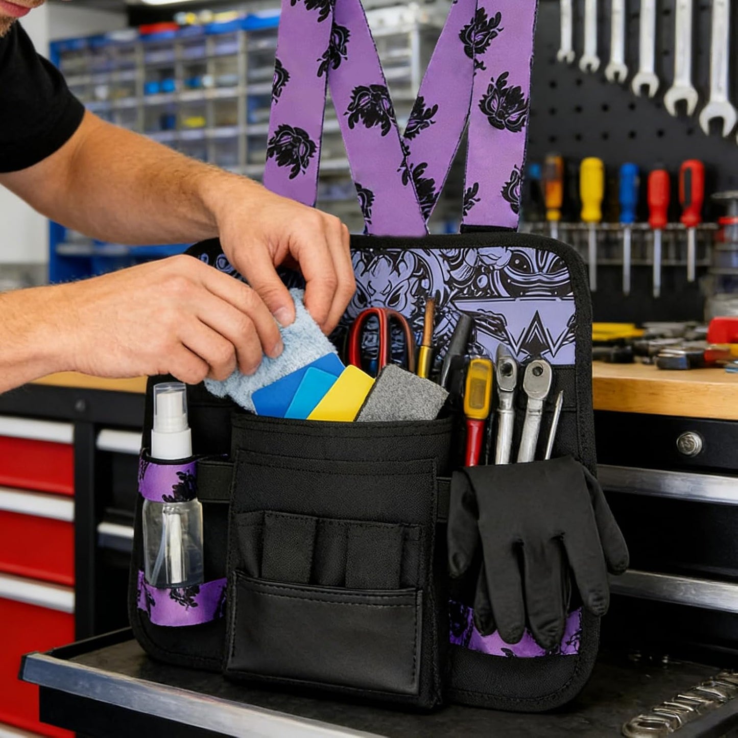 Genérico Organisateur De Sac à Outils, étui En Tissu Oxford De Grande Capacité, Organisateur D'outils Pour Obscurcir Les Fenêtres De Voiture, Sac De Rangement , Accessoire De Réparation
