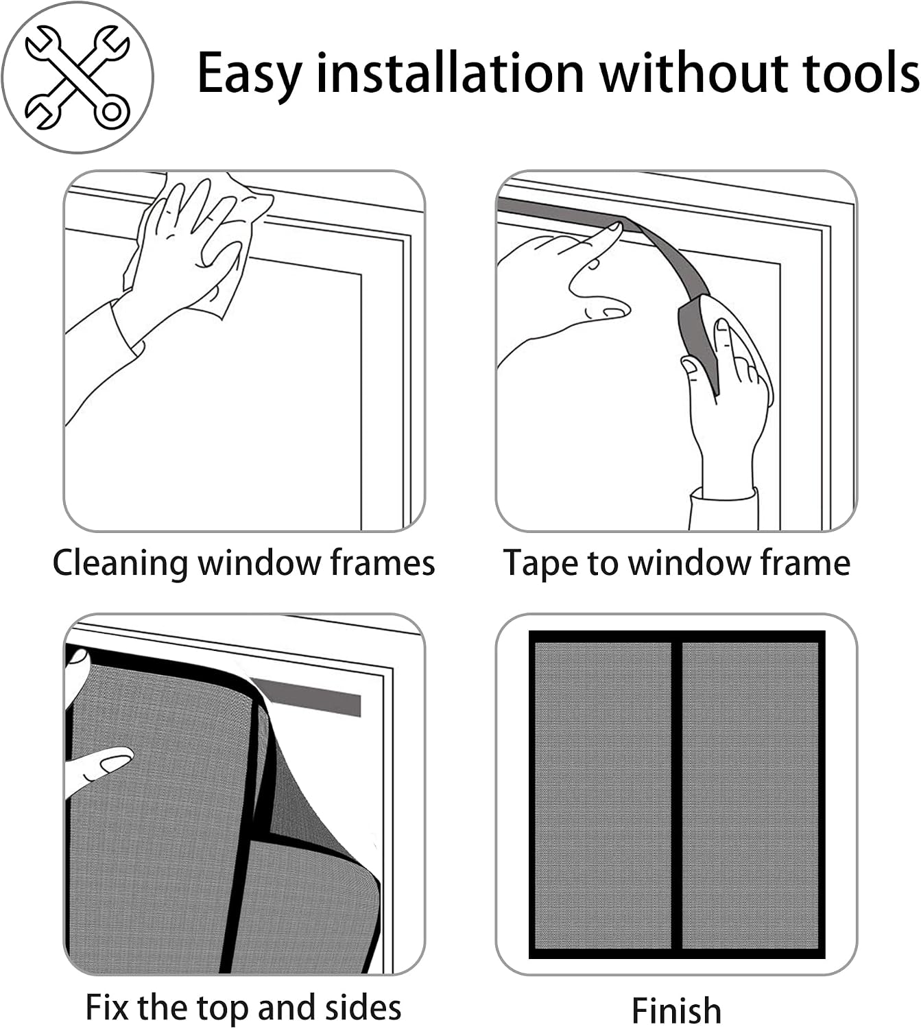  Mosquito Nets For Windows, 65 X 126 Cm, Made To Measure To Prevent Insects From Entering For Windows Doors, Black