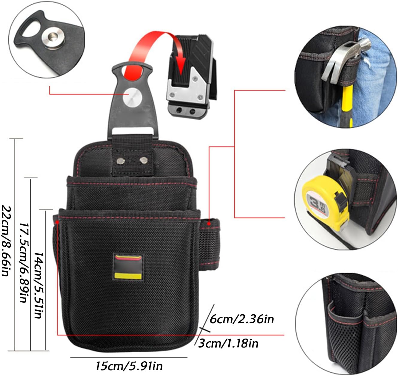  Pochette à Outils Électriques | Sac De Waist De Maintenance - Sac Ceinture Imperméable Multi-Outils Porte-Outils Pour Travaux Intérieur Extérieur Soudage Peinture Toiture Pêche Voyage