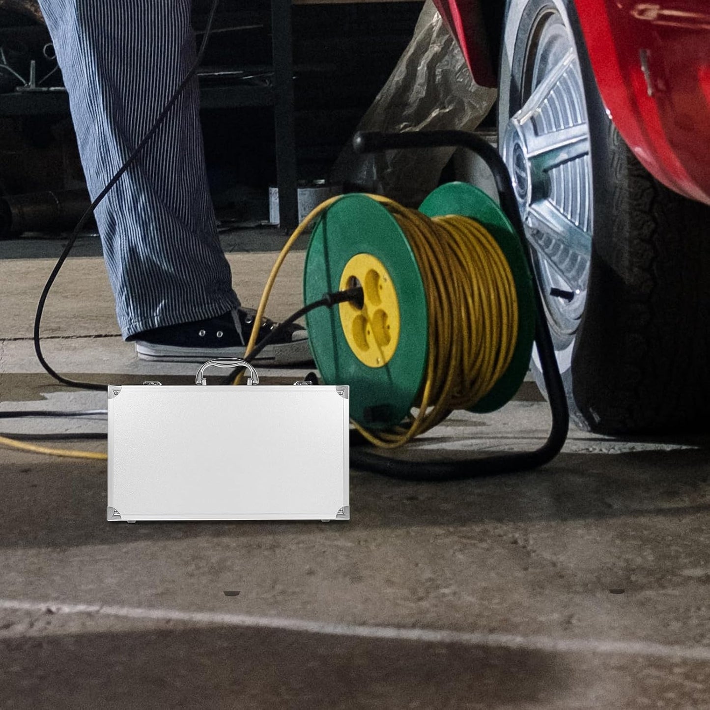  YARNOW Mallette Rigide En Alliage D'aluminium Blanche Grosse Capacité, Légère Et Facile à Transporter, Pour Outils Et Usage Extérieur