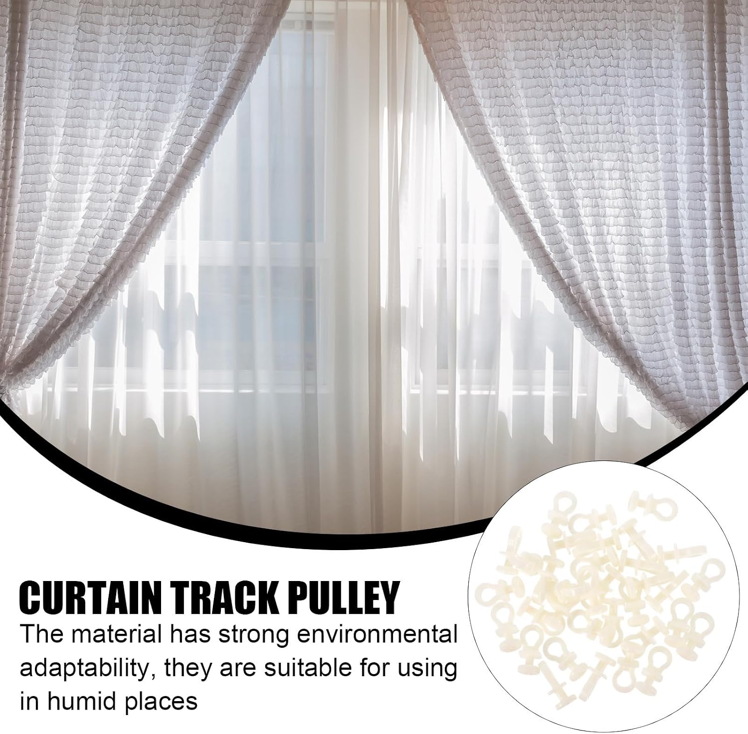  Angoily Lot De 100 Set De Poulies De Rideau En Plastique Beige Silencieuses Rouleaux Pour Rail De Rideau Accessoires De Quincaillerie Pour Fenêtres Adaptés à Usage Domestique Et