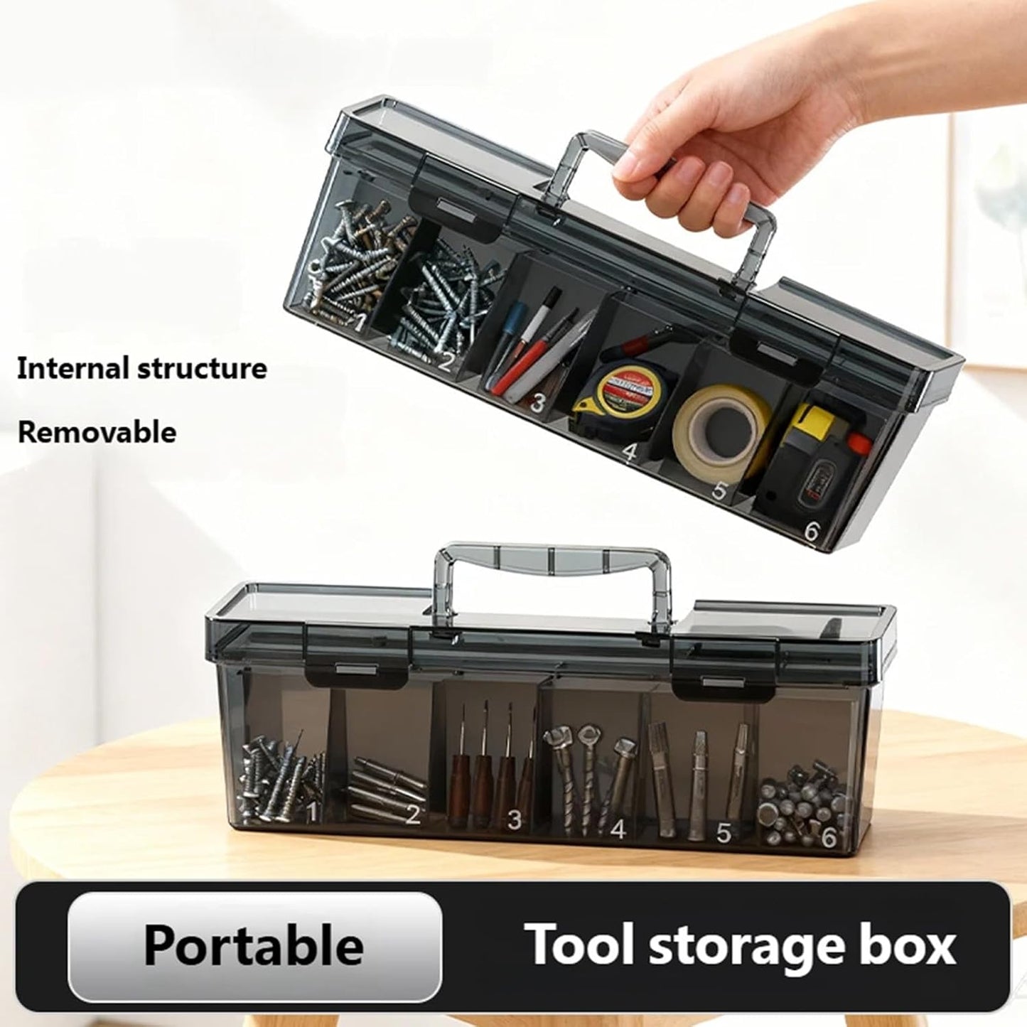  Boîte De Rangement Portable Avec Libération Statique Pour Petits Articles De Matériel, Design Transparent Et Matériaux Robustes. Organisateur De Pièces Transparentes
