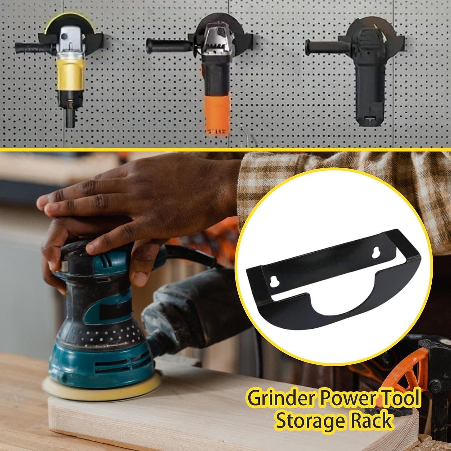  Organiseur D'outils électriques, étagère à Outils En Métal Avec Construction Robuste, 15 X 4 X 5 Cm, Résistant à La Rouille, Multifonctionnel Pour Garage, Meuleuse D'angle Pour Polisseuse, Ponçage