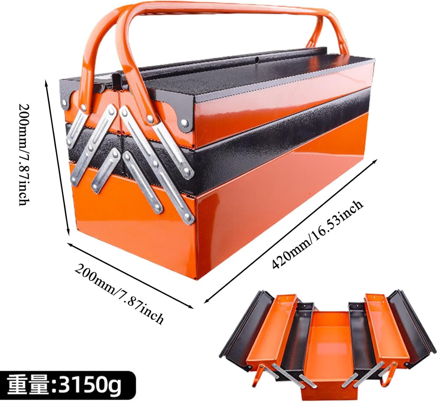  Boîte à Outils, Boîte à Outils Pliable, Corps Pliable Résistant à La Rouille, Système De Compartiments à Plusieurs Niveaux, Solution D'organisation Pour Bureaux, Garage Et Projets Domestiques