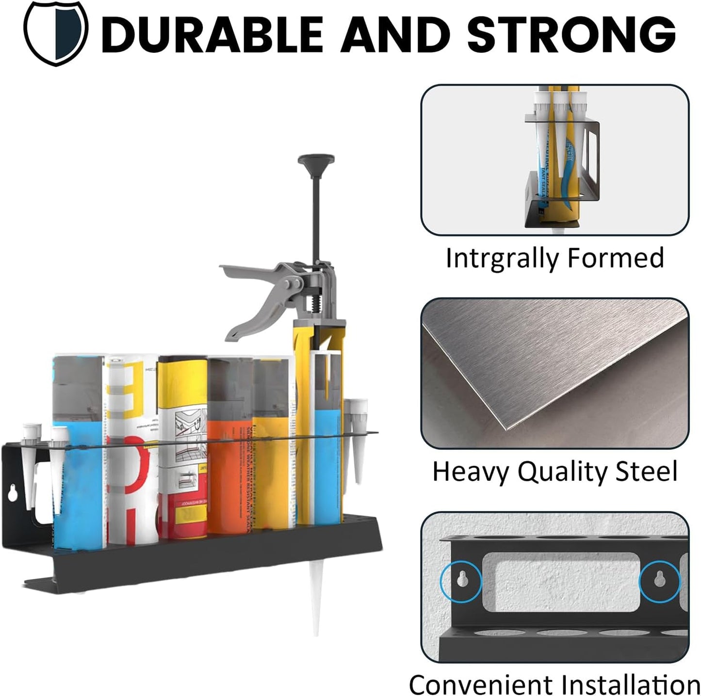  Support Pour Cartouche De Mastic, Porte Tubes Joint, Organisateur Murale Pour Atelier Et Détail Auto Avec Buses Et Flacons