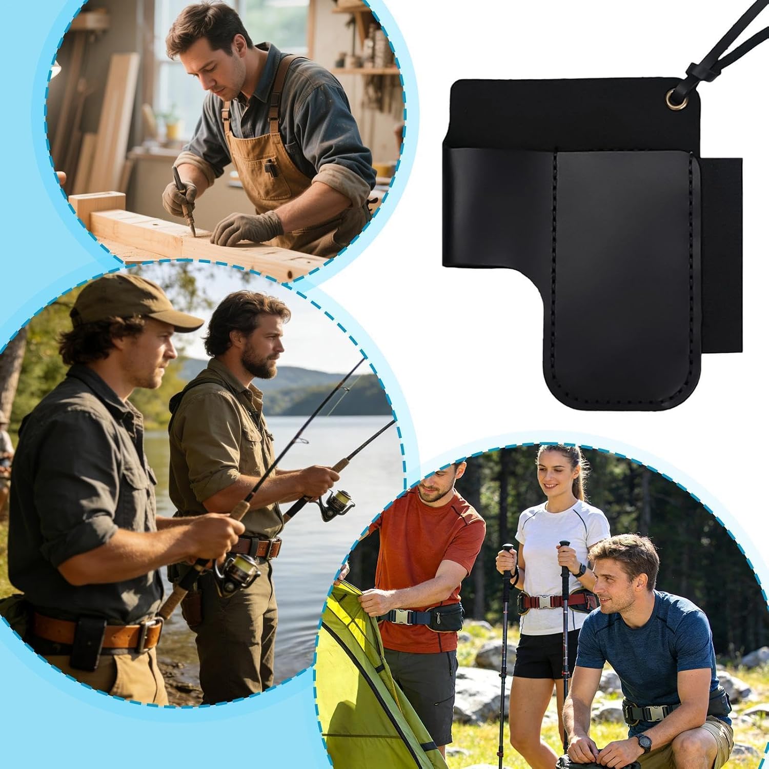 GENERIC Pochette à Outils D'électricien, Support Utilitaire Rétro En Cuir, Sac De Coupe Multifonction, Organisateur De Travail, Porte-outils De Ceinture, Pour Lampe De Poche, Coupe, élagage, Récolte