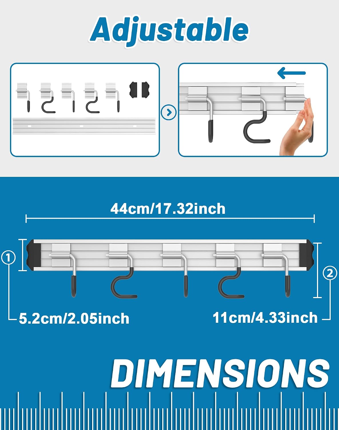  Lot De 1 Support Mural Pour Balai Et Serpillère. Fabriqués En Alliage D'aluminium Robuste Dans Un Design élégant Et Moderne, Ces Supports Sont Parfaits Pour Organiser Votre Buanderie, Garage