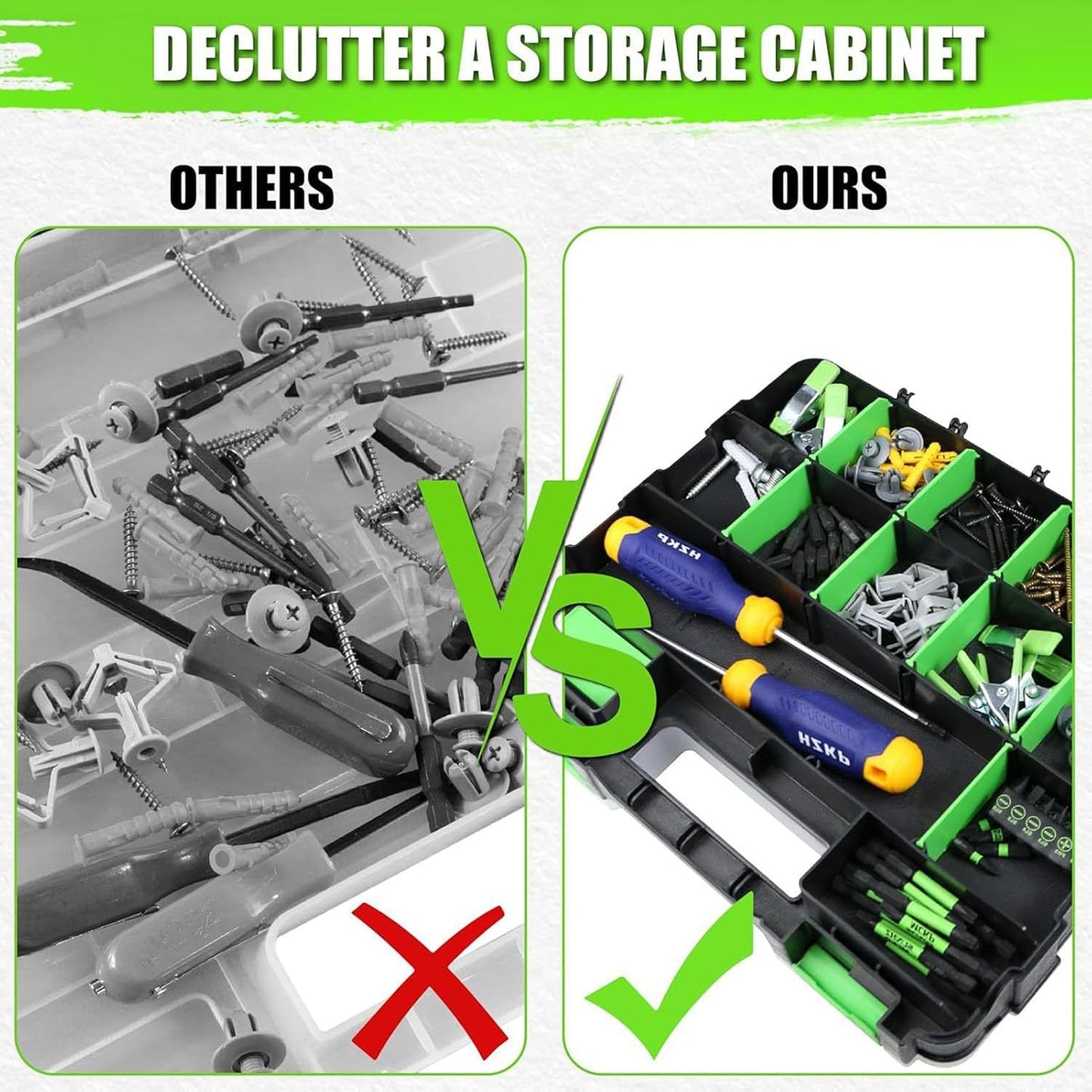 GENERIC Organiseur Portable Double Face, Boîte à Outils Transparente Pour Le Rangement Du Matériel Avec Construction PP, Idéale Pour La Maison, Le Garage, L'atelier, Le Stockage De Boulons, écrous, Forets