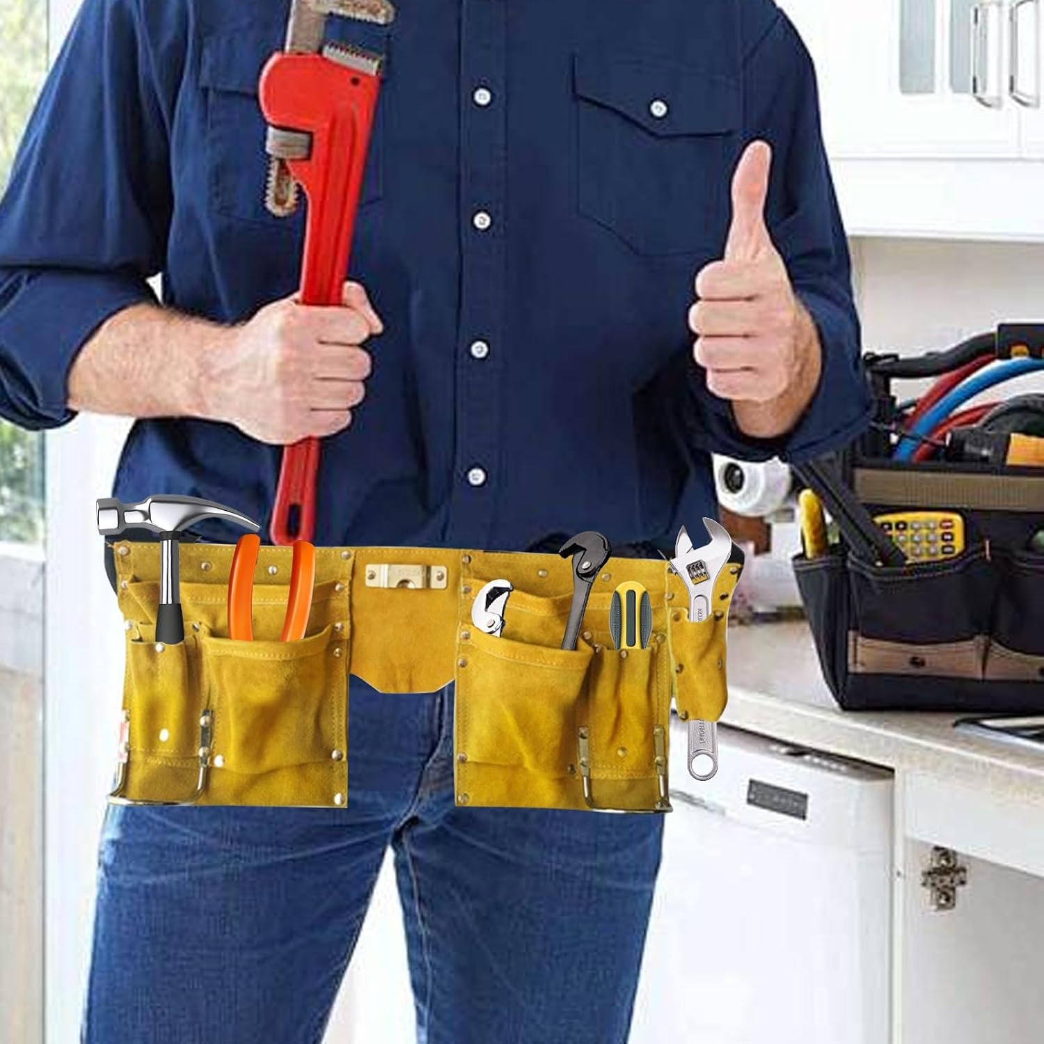 Genérico Sac à Outils De Jardin | Sac à Outils Durable | Organisateur De Fournitures De Jardinage, Sac De Jardinage Polyvalent Avec Bandoulière Réglable, Tablier De Travail En Cuir PU Pour