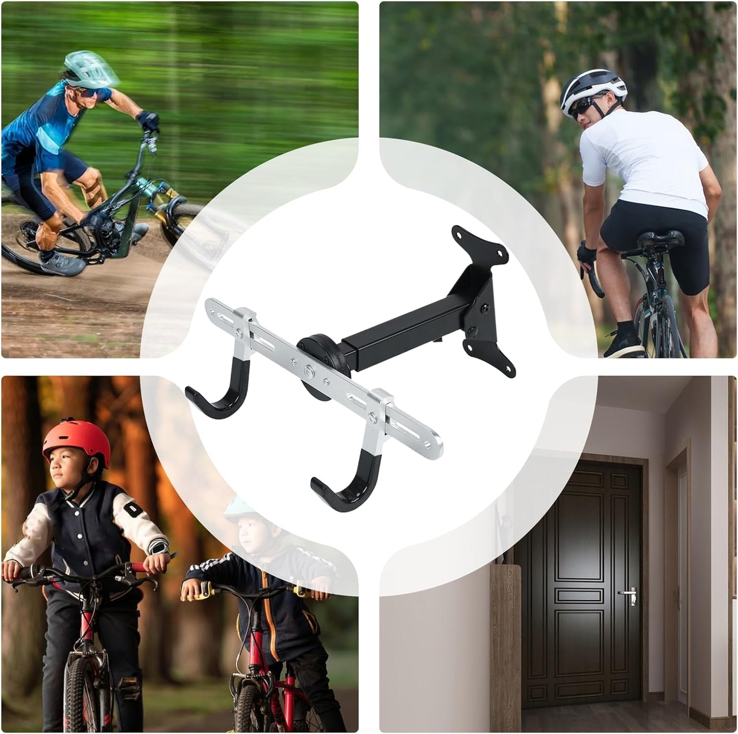  Générique Accroche-Vélo Mural | Support De Rangement Intérieur Pour Vélos,Organisateur Porte-Manteau Réglable Robuste Pour Atelier Exposition Rangement Intérieur Organisation Et Gain De Place à La