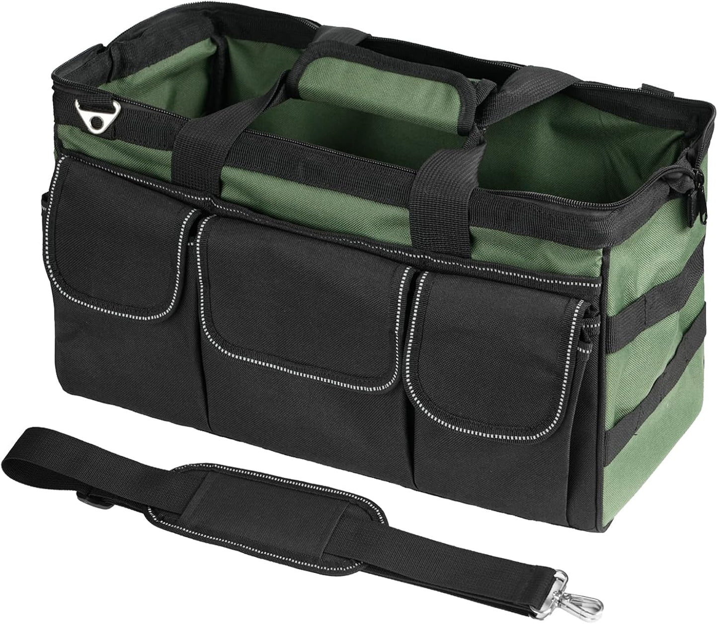  Sac De Stockage D'Outils - Porte-Outils Robuste Avec 16 Poches,Sac À Outils Zippé Avec Bretelle - Pour Hommes Père Mari Mécanicien Plombier Charpentier Garage Construction Réparation