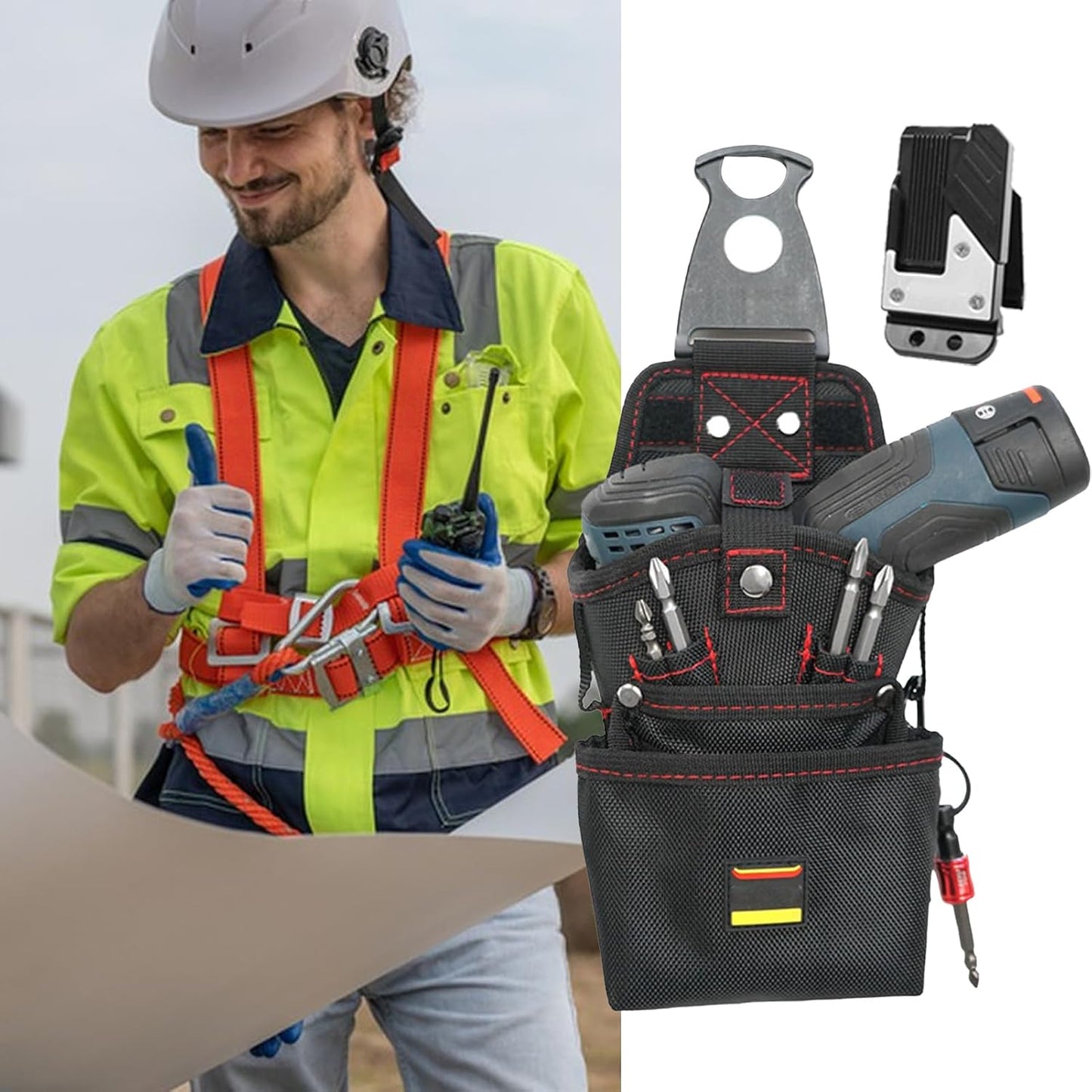  Pochette Ceinture Outils Électricien,Sac Organisateur De Travail Utilitaire Magnétique | Étanche Et Résistante Porte Perceuse Et Vis Outdoor Chantier