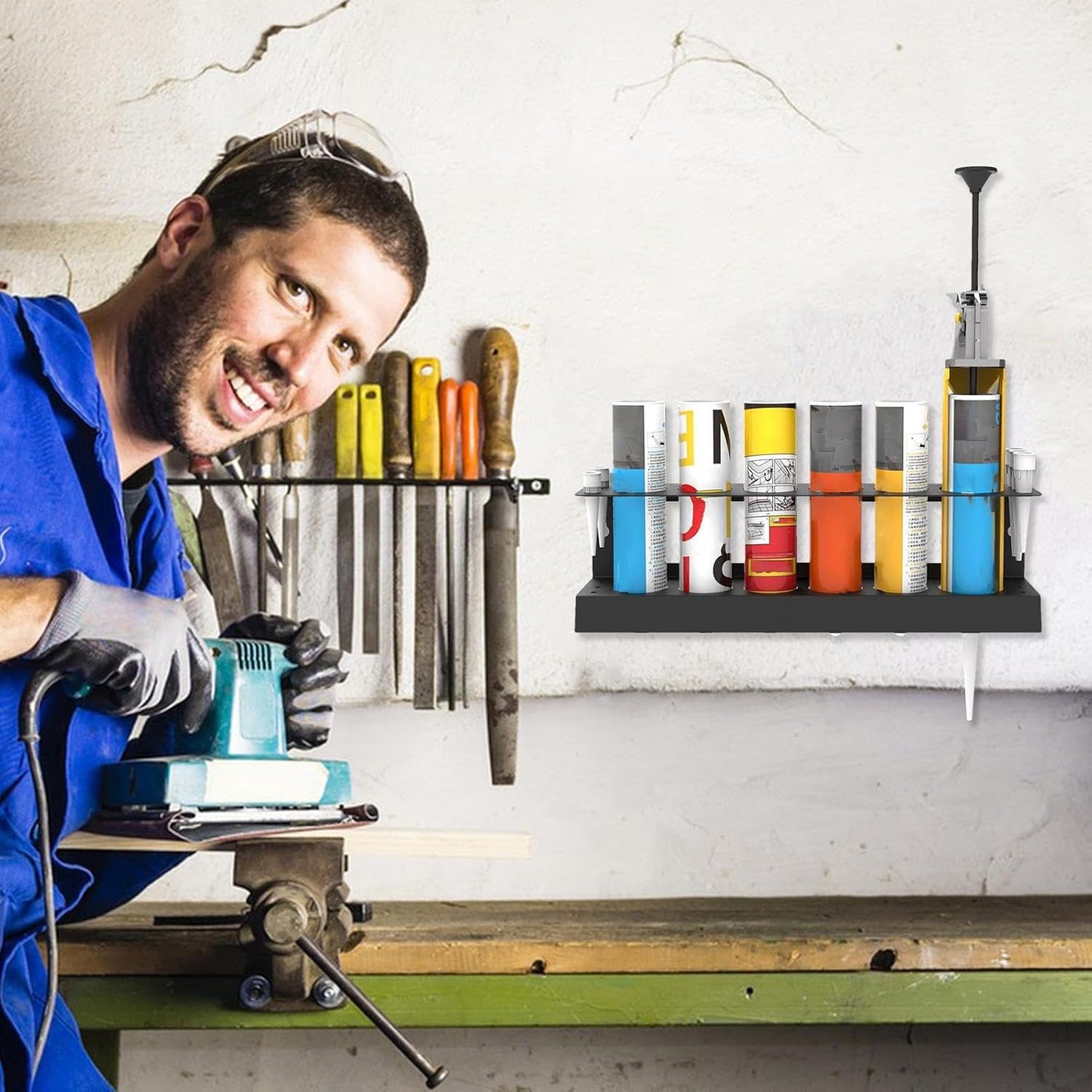  Organisateur De Tubes De Colle Mastic | Porte Tubes Joint,Organisateur Mural Pour Bombes Aérosols Et Seringues De Soudage Pour Garage Et Détail Auto