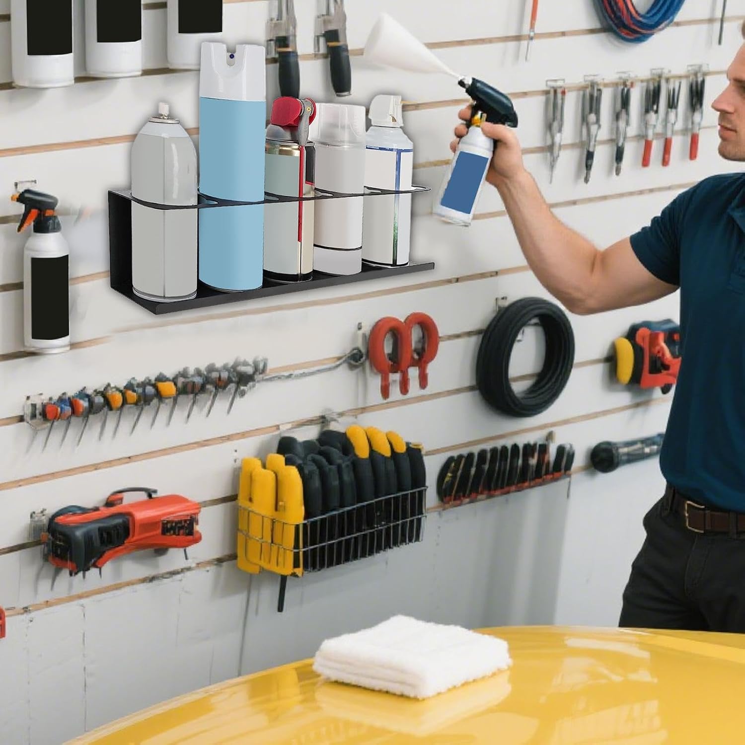 GENERIC Support De Tube De Calfeutrage – Rangement Mural D'atelier – Support De Flacon Pulvérisateur Monté Sur Table Pour Clé, Tournevis, Pour Atelier, Garage, Maison