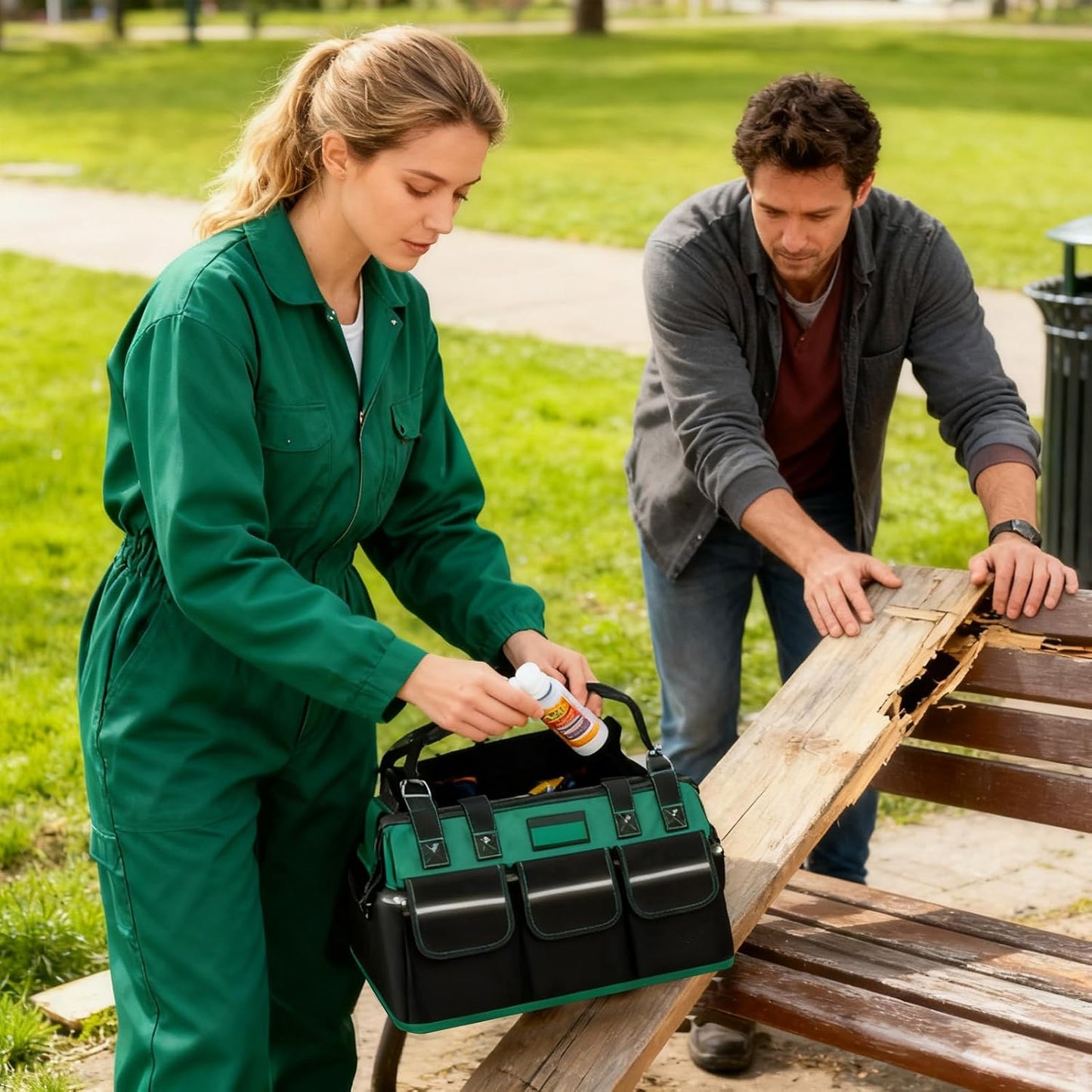 GENERIC Oxford Sac à Outils De Grande Capacité, Sac De Travail Avec Bandoulière, Porte-outils Avec Plusieurs Poches, Sac à Main Pour Le Travail, La Construction, L'extérieur, La Voiture, Le Dortoir
