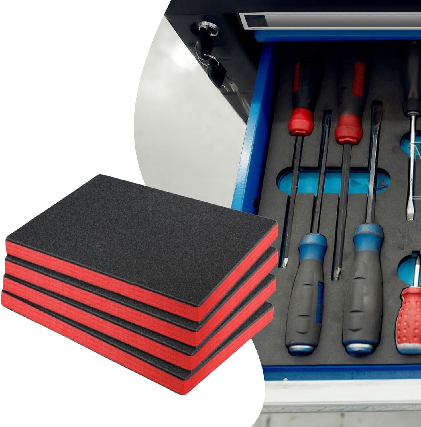  Ensemble De 4 Pièces Pour Boîte à Outils : Inserts Et Doublures En Mousse, Feuilles De Mousse De Protection, Organisateur, Léger Et Amovible, I, 46 Cm X 30 Cm X 3.8