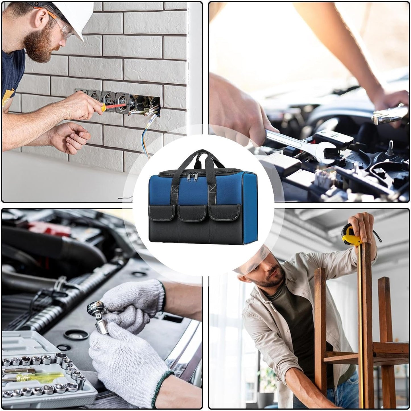  Sac à Outils De Construction Robuste | Grand Porte-outils D'électricien | Organisateur D'outils étanche | Fourre-tout à Outils, Sac Organisateur D'outils En Tissu Oxford, Organisateur De Rangement De
