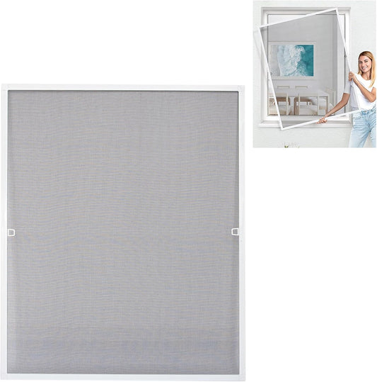  Amig - Moustiquaire Fixe Pour Fenêtre - 120 X 140 Cm - Cadre En Aluminium Blanc - Maille En Fibre De Verre Grise - Installation Avec Vis - Ventilation Avec Protection Contre Les Insectes - Mod. MF01