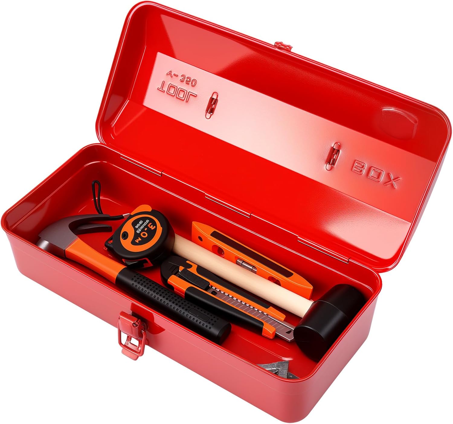  Grande Boîte De Rangement à Outils En Métal Avec Poignée Pour La Maison, Le Garage Et L'atelier, 37 × 16 × 12 Cm, Boîte à Outils Portable Avec Couvercle Verrouillable, Armoire De Rangement