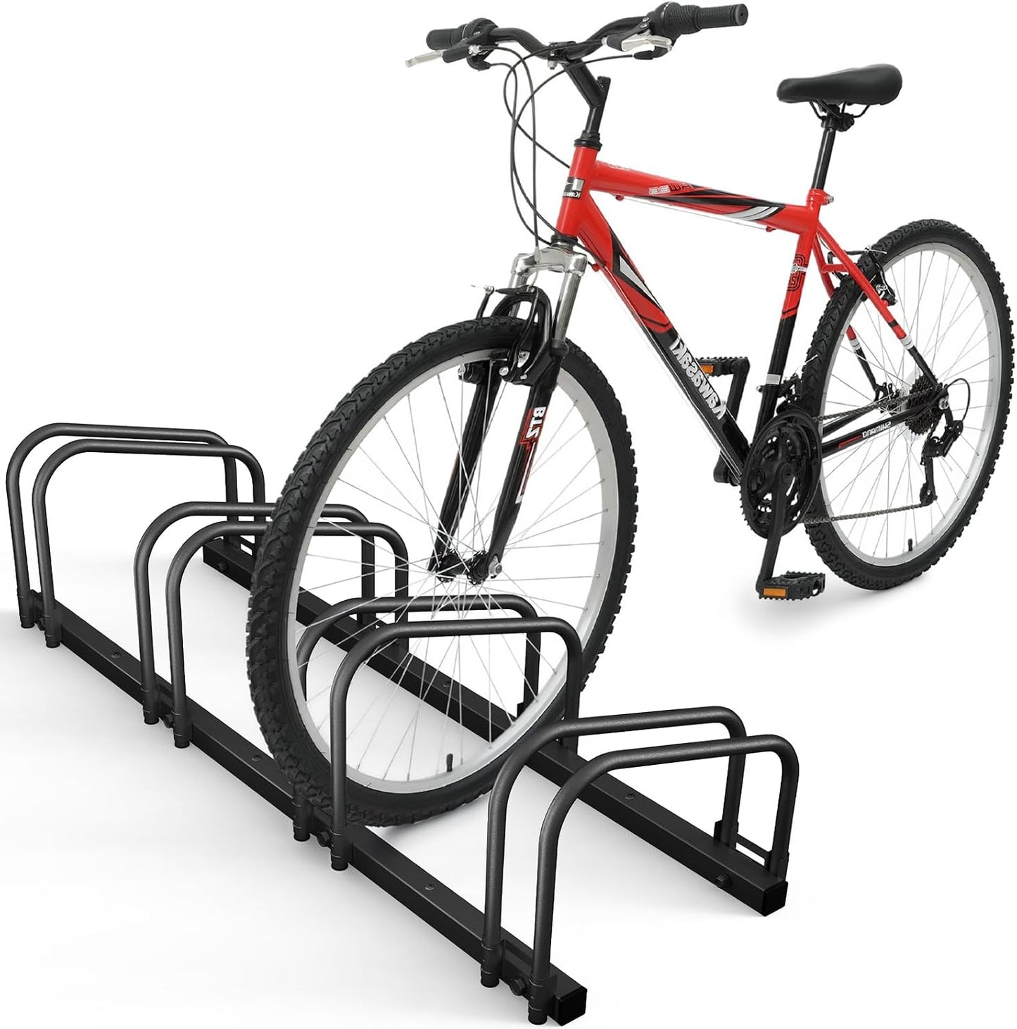  Vounot® Râtelier Vélo 4 Vélos Range Vélo Système Range Vélo Rangement Pour Vélo Support Pour Bicyclette Sol Ou Mural En Acier Revêtu Support De Rangement Vélo Jardin Ou Garage Râtelier Familial