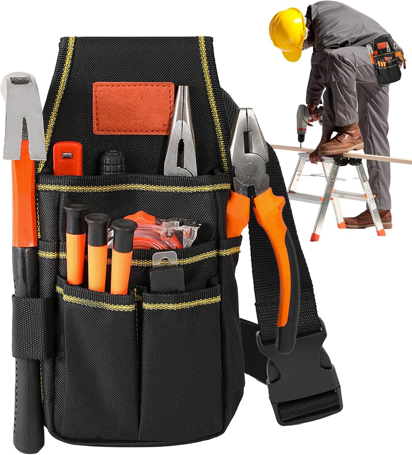 GENERIC Sac à Outils Pour électricien, Pochette De Rangement Portable Multi-poches | Sacs Porte-outils De Taille – Pour Construction, Bricoleur, Entrepreneur, Mécanicien, Plombier, Couvreur, Menuiserie