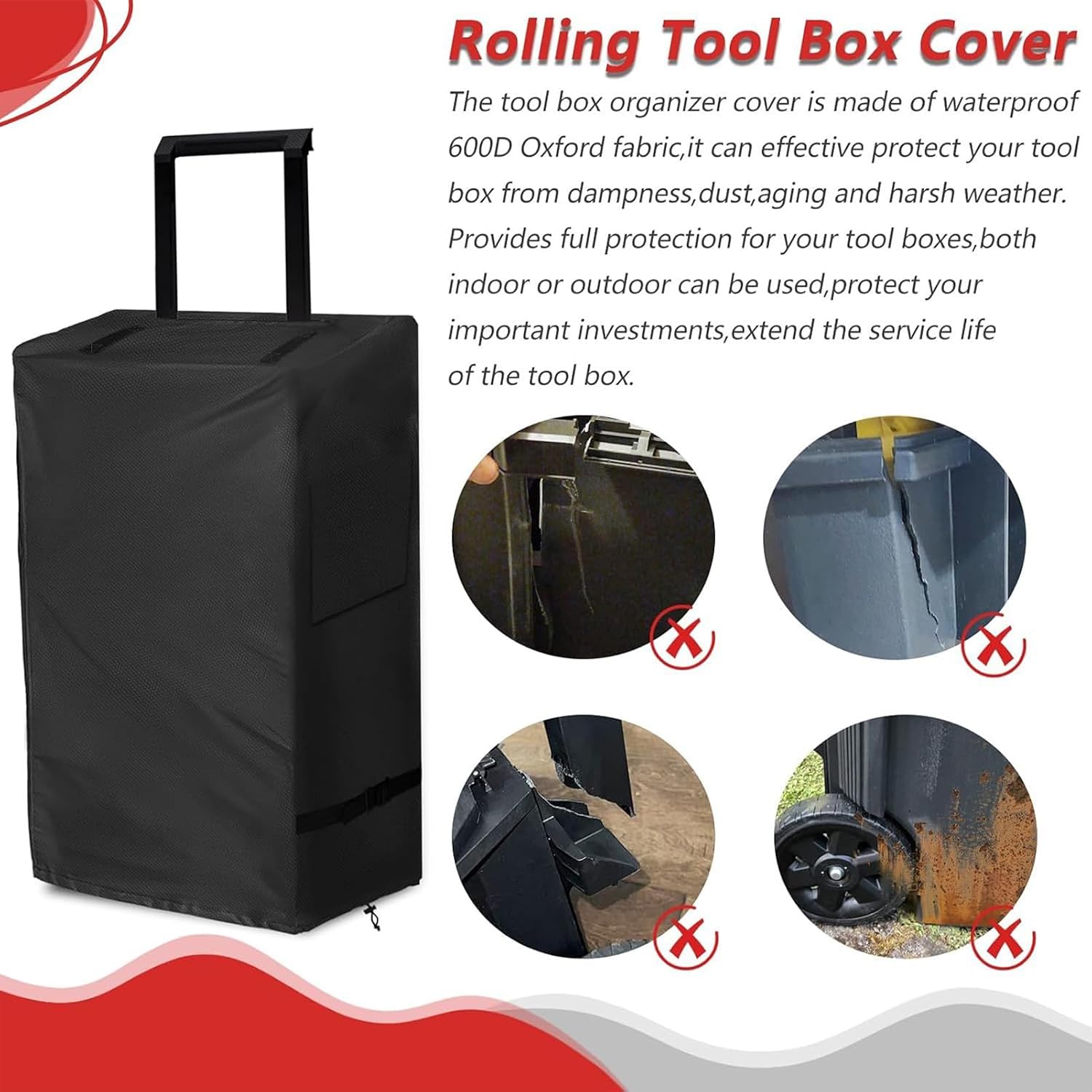 GENERIC Protection De La Boîte à Outils De Roulement, Couverture En Tissu Oxford Pour Boîte à Outils De Roulement - Protection Résistante Aux UV Pour Armoire Avec Roues, Pour étagère Chariot Atelier