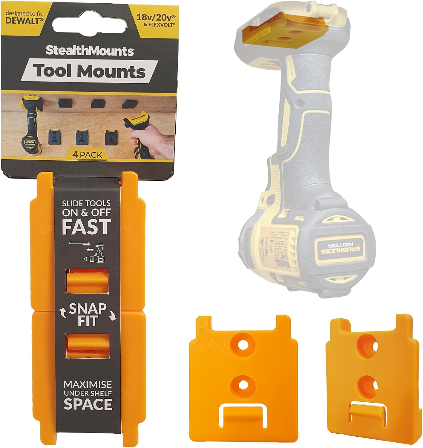  Lot De 4 Supports à Outils Pour Outils Dewalt 18 V XR Jaune
