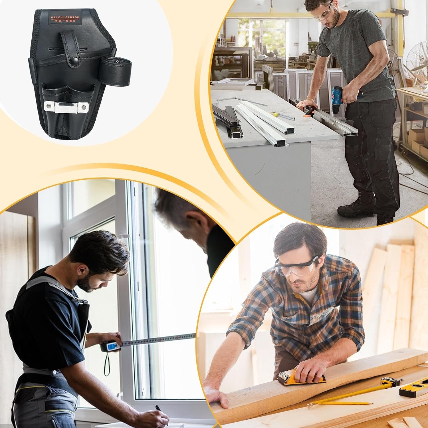 Genérico Tool Waist Bag, Multi Pocket Organizer, Utility Tool Poches, Technician Tool Belt, Tools Waist Organizer Featuring Construction And Adjustable Straps, Making It Suitable For Electricians