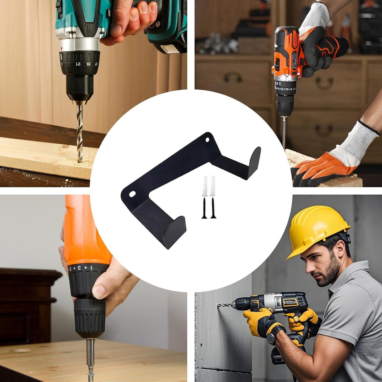  Porte-Perceuse Mural, Porte-Perceuse Murale, Rangement Robust Pour Abri Atelier Chantier Camion Utilitaire Garage Maison Atelier Solutions Stockage