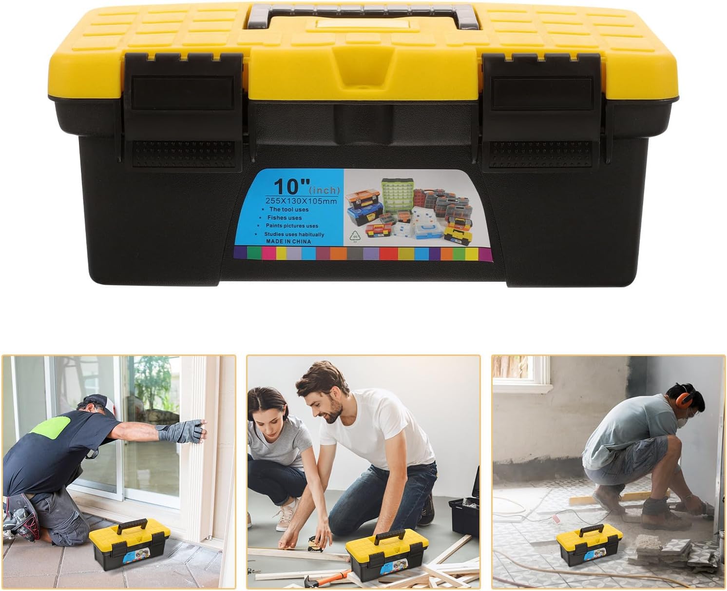  Healeved Boîte De Rangement Pour Outils De Voiture En Plastique Noir, Mallette Rigide à Grosse Capacité Pour Protection Et Organisation Lors De Réparations à Domicile