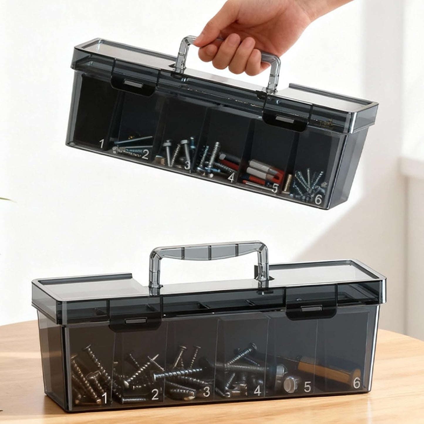  Boîte De Rangement Portable Avec Libération Statique Pour Petits Articles De Matériel, Design Transparent Et Matériaux Robustes. Organisateur De Pièces Transparentes