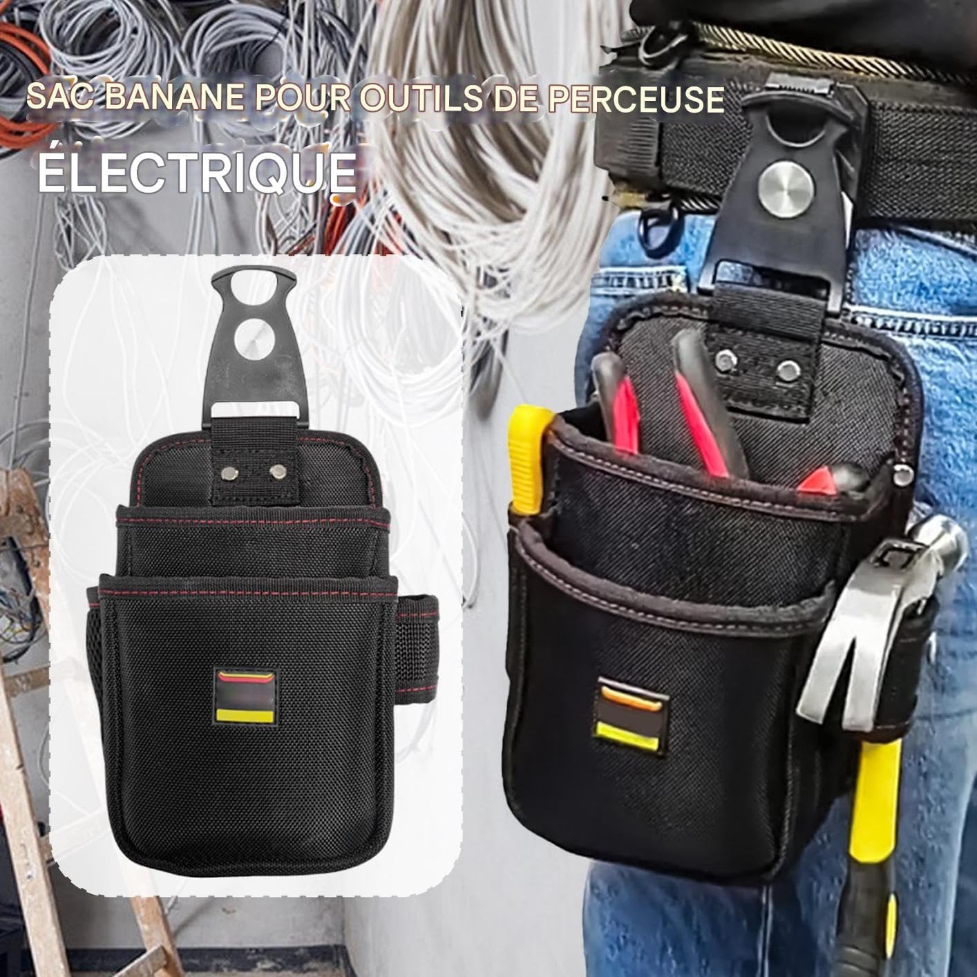  Pochette à Outils Électriques | Sac De Waist De Maintenance - Sac Ceinture Imperméable Multi-Outils Porte-Outils Pour Travaux Intérieur Extérieur Soudage Peinture Toiture Pêche Voyage