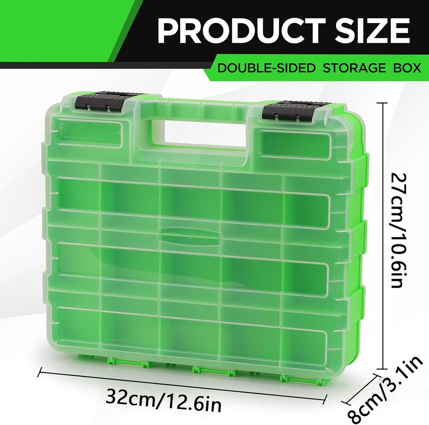 GENERIC Boîte à Outils Portable, étui De Rangement Double Face, Organiseur à 34 Compartiments Pour Petites Pièces, Porte-forets Transparent, Récipient De Matériel Avec Couvercle Sécurisé, Rangement De Perles