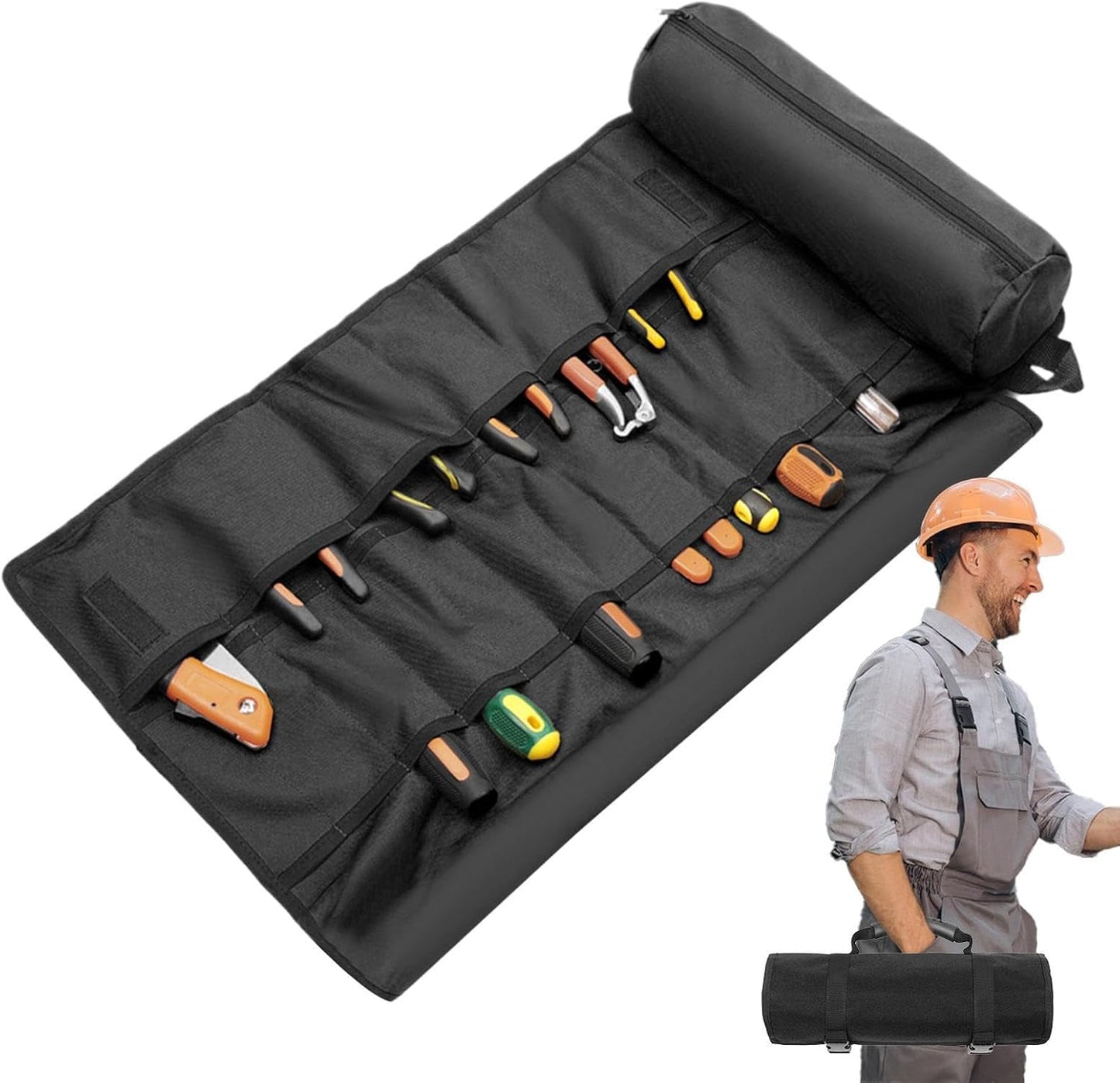  Sac à Outils Enroulable, Sac De Rangement Pliable Imperméable, étui De Transport épais Avec Poignée, Sac De Rangement En Tissu Oxford Résistant à L'usure, Organiseur Portable Multi-poches