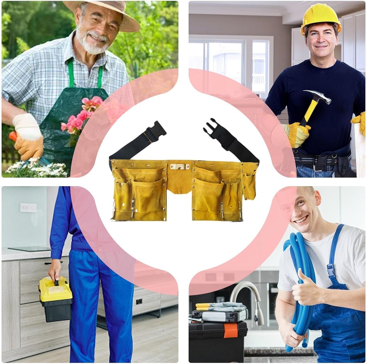 Genérico Sac à Outils De Jardin | Sac à Outils Durable | Organisateur De Fournitures De Jardinage, Sac De Jardinage Polyvalent Avec Bandoulière Réglable, Tablier De Travail En Cuir PU Pour