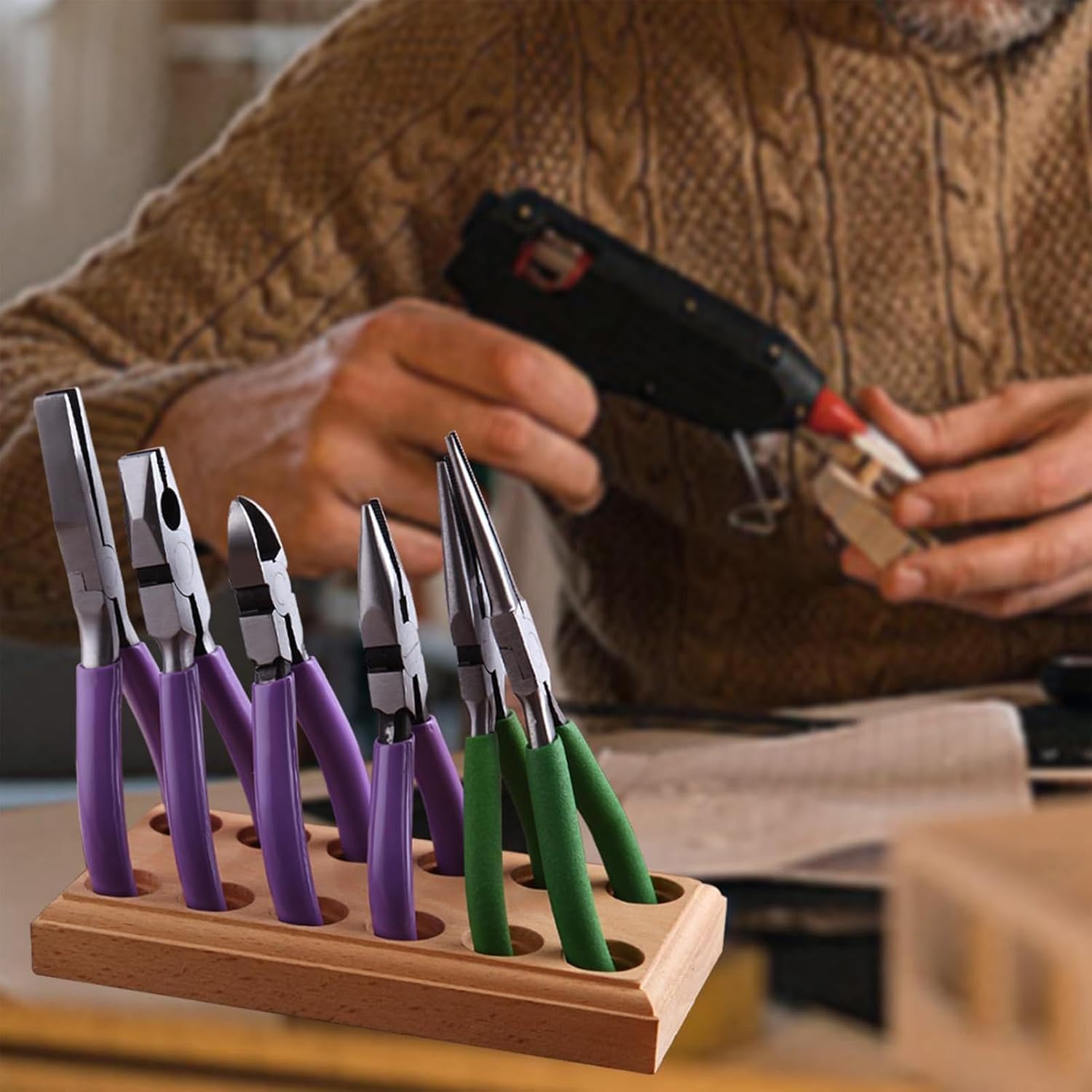 GENERIC Organiseur De Pinces | Support En Bois Multi-fentes – Organisateur D'outils De Perlage | Pour Garage, établi De Travail, Armoire, Mécanicien, Travaux De Construction