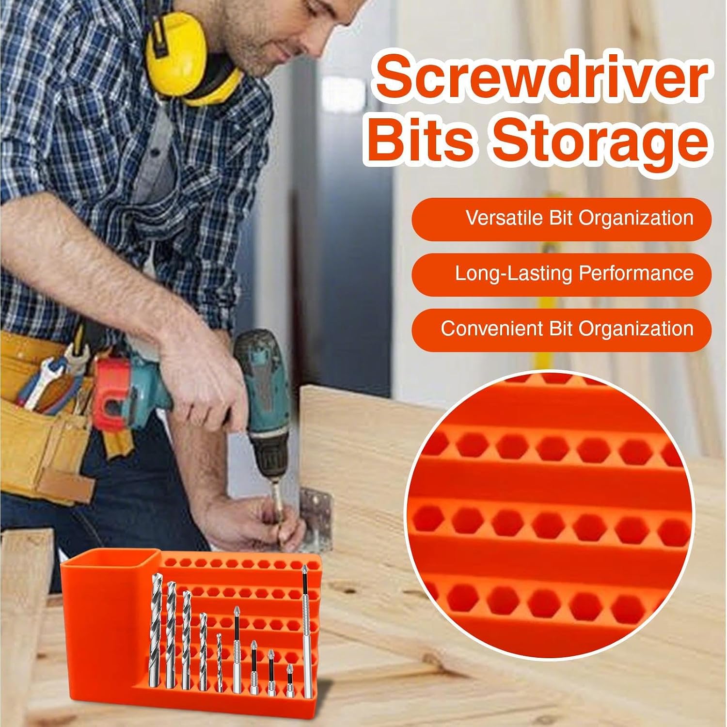 GENERIC Rangement D' De Tournevis, Support De Forets électriques De Précision, Solution D'organisation Antidérapante Pour Abri De Jardin, Garage, Atelier, Armoire à Outils