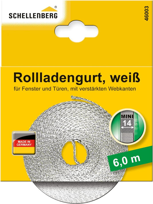  Schellenberg 46003 Roller Shutter Strap Mini 14 Mm, 6 M, White