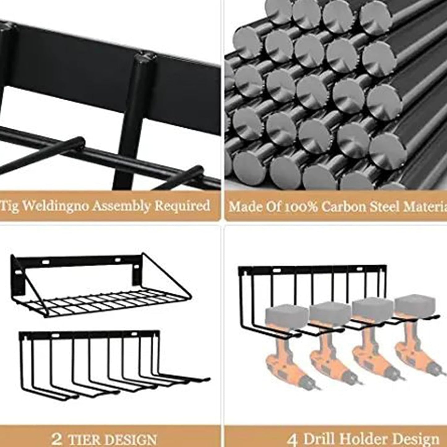 GENERIC Étagère à Outils électriques, étagère De Rangement Pour Perceuse, Support Mural En Métal Pour Garage, Maison, Abri De Jardin, Organisation Pour Perceuses