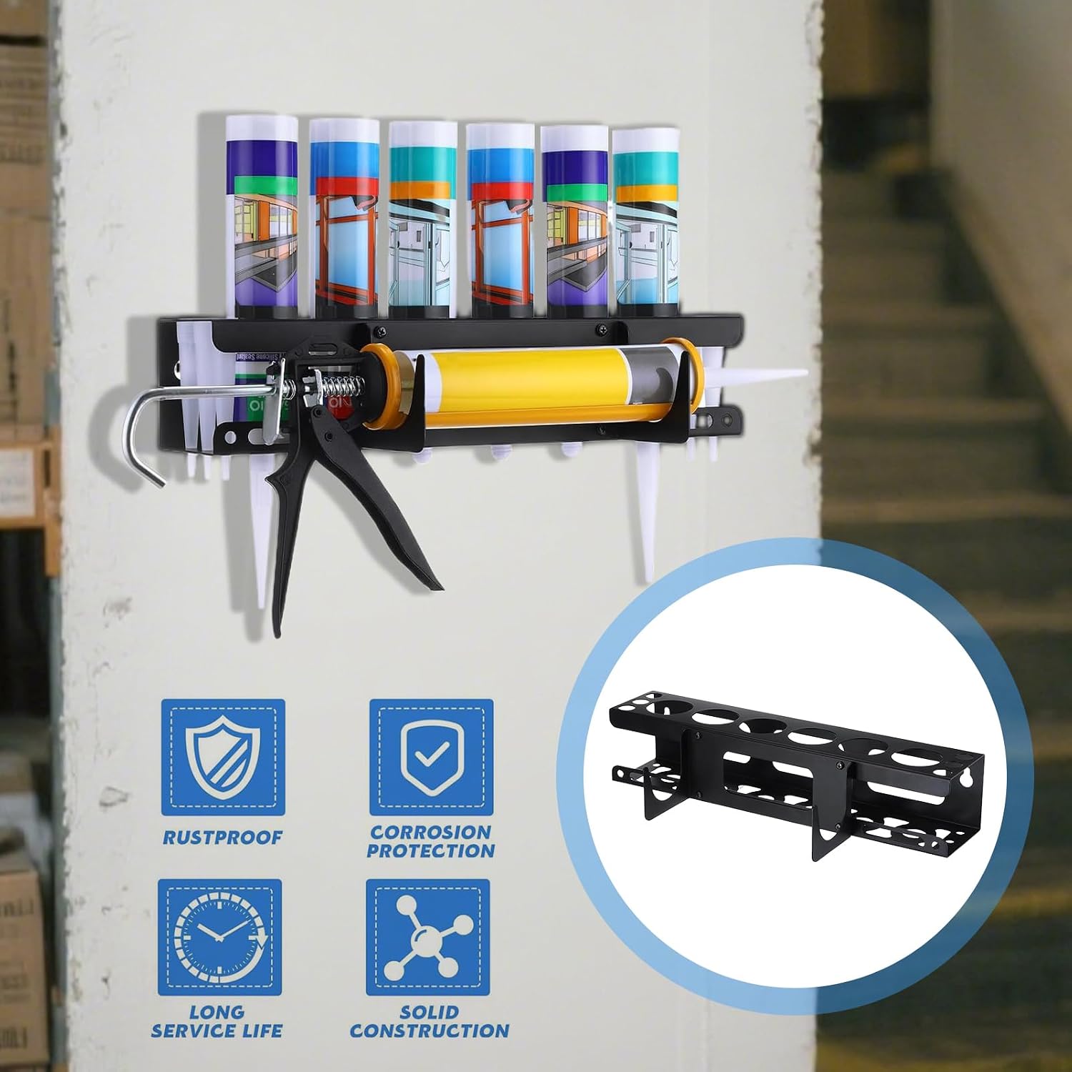 GENERIC Distributeur De Mastic D'atelier | Support Mural Pour Buse De Mastic - Rangement De Calfeutrage à La Main Pour Travailleurs De La Construction, Rénovateurs, Bricoleurs, Personnel D'entretien