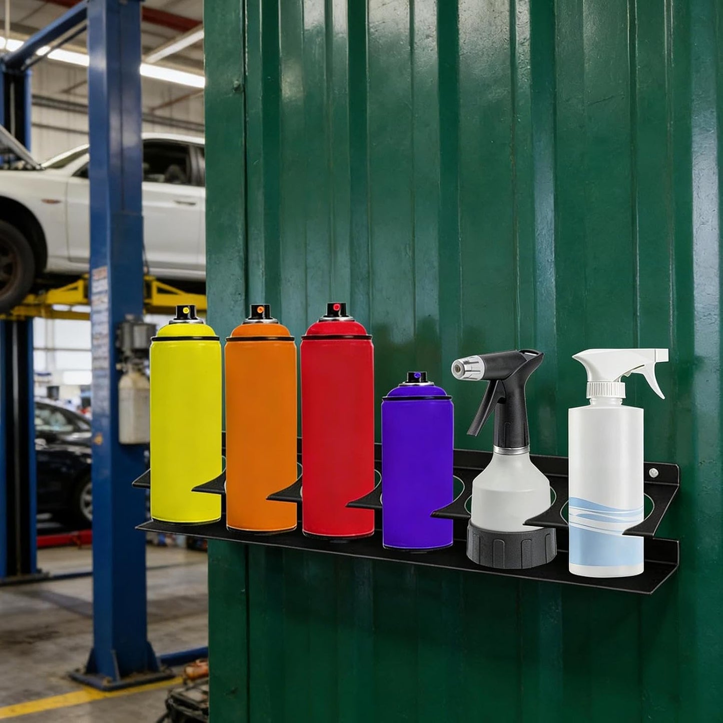  Générique Spray Bottle Holder Wall Mount - 6 Slots Can Hanger | Space-Saving Wall-Mounted Spray Can Organizer With Design, Garage, Trailer, Auto Shop, Home, Mobile Service, Or Truck Storage Solution